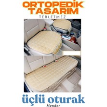 Mercedes Sec (C140) 1992–1999 Uyumlu Bej Kadife Yüzeyli Araba Oturak Minderi – Kaymaz, Ön/arka