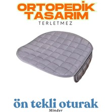 Gri Kadife Yüzeyli Ön Tekli Araba Oturak Minderi – Kaymaz, Evrensel Uyumlu Konforlu Tasarım
