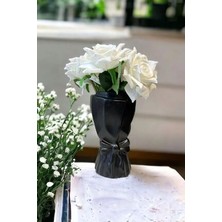 Iskandinav Büyük Buket Vazo Biblo Çiçeklik Dekoratif Fiyonklu Vazo 20X10X10CM Bohem