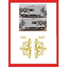 Pusula 2 Adet 74*43CM Sağ-Sol Oto Sticker -Karavan Sticker- Kamp Sticker