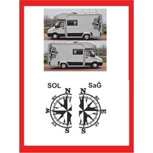 Pusula 2 Adet 74*43CM Sağ-Sol Oto Sticker -Karavan Sticker- Kamp Sticker