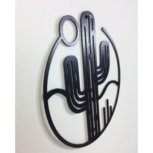 Labirent Kaktüs Ahşap Tasarım Duvar Dekor 30 cm - Siyah - Ahşap