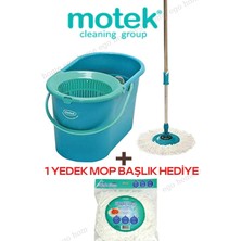 Motek Fix Mop Temizlik Seti +1 Adet Mikrofiber Mop Başlık Hediyeli Fix Mop Yedekli