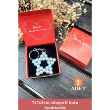 Kırmızı Kutulu Hediyelik Inci Anahtarlık - Kadınlar Günü - Anneler Günü - Kına Hediye