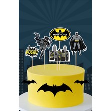 Batman Temalı Doğum Günü Parti Malzemeleri Seti Kürdanlı Pasta Süsü