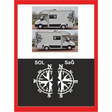 Pusula 2 Adet 74*43CM Sağ-Sol Oto Sticker -Karavan Sticker- Kamp Sticker