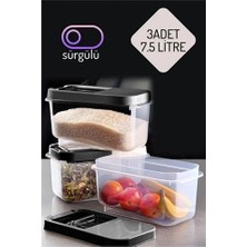 Ceylan Adam  Erzak Bakliyat Saklama Kabı 3 Lü Set 7.5 Lt Antrasit