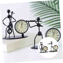 Metal Müzisyen Adam Avrupa Tarzı Roma Rakamlı Masaüstü Saat Dekoratif Biblo Ev Oda Ofis Hediyelik Aksesuar
