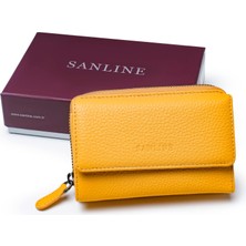 Sanlıne 2754 Hakiki Deri Kadın Cüzdan - Sarı