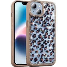 iPhone 13 Kılıf Simli Şeffaf Mini Figürlü ve Kenarları Taşlı Silikon Kapak Rcv/azra