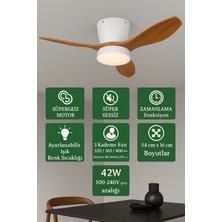 Modern Dekoratif LED Işıklı Tavan Vantilatörü | Süper Sessiz Motor | Uzaktan Kumandalı 3 Kademe Hız