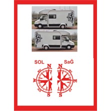 Pusula 2 Adet 74*43CM Sağ-Sol Oto Sticker -Karavan Sticker- Kamp Sticker