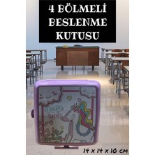 4 Bölmeli Beslenme Kabı Lila Renk