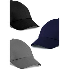 Unisex 3'lü Set Siyah,gri ve Lacivert Renk Beyzbol Şapka