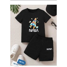 Erkek/kız Çocuk  ''nasa'' Baskılı Tişört-Şort Takımı