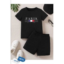 Erkek/kız Çocuk  ''paris'' Baskılı Tişört-Şort Takımı