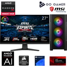 Go Gamer S352D Intel Core i5 12400F / 16GB DDR5 5600Mhz / 512GB SSD / RX9060 XT 8GB / MSI 27" 200Hz. / Windows 11 Pro Masaüstü Bilgisayar