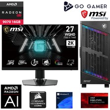 Go Gamer S1090DK Intel Core i9 14900KF / 128GB 5600Mhz DDR5 Ram / 2TB NVMe SSD / RX 9070 16GB / 360mm Sıvı Soğutma / MSI 27" 2K 200Hz. 0.5MS / Windows 11 Pro Masaüstü Bilgisayar