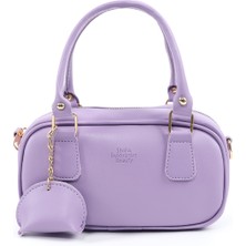 Lila SHK207 Suni Deri Charm Detaylı Fermuarlı ,askılı El, Kol ve Omuz Çantası