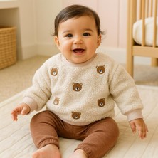 Bear Kafalar Nakışlı Omuzdan Çıtçıtlı Pantolonda Cep Detaylı Welsoft 2 Parça Takım