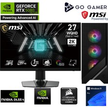 Go Gamer U108D Intel Core Ultra 7 265KF / 32GB DDR5 5600Mhz / 1TB SSD / RTX 5080 16GB / 240mm Sıvı Soğutma / MSI 27" 2K 200Hz. 0.5MS / Windows 11 Pro Masaüstü Bilgisayar