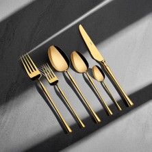 Marbella Full Altın 6 Kişilik 36 Parça Kutulu Çatal Kaşık Bıçak Takımı