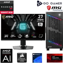 Go Gamer U141D Intel Core Ultra 9 285K / 32GB DDR5 5600Mhz / 1TB SSD / RX9060 XT 8GB / 360mm Sıvı Soğutma / MSI 27" 2K 200Hz. 0.5MS / Windows 11 Pro Masaüstü Bilgisayar