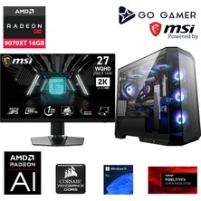Go Gamer S1104DP Intel Core i9 14900KF / 128GB 5600Mhz DDR5 Ram / 2TB NVMe SSD Gen4 / RX 9070 XT 16GB / 360mm Sıvı Soğutma / MSI 27" 2K 200Hz. 0.5MS / Windows 11 Pro Masaüstü Bilgisayar