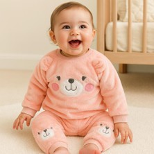 Cute Bear Suratlı Omuzdan Çıtçıtlı Welsoft Içi Astarlı 2 Parça Takım