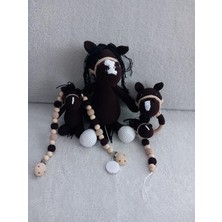 Dörtlü Yeni Doğan Siyah At Seti Amigurumi Organik Oyuncak