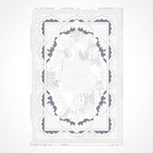 Hali.Net 80x150 cm Beyaz Safir Pamuk Yıkanabilir Klasik Halı | Mutfak Balkon Yatak Odası Halısı | Leke Tutmaz Hipoalerjenik | SAFİR-17351