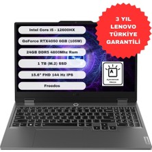 Lenovo Loq 15IAX9 GTI24 Intel Core I5 12600HX 24GB 1tb SSD RTX4050 Freedos 15.6'' Fhd 83GS00PFTR