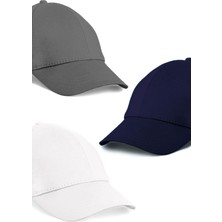  Unisex 3'lü Set Gri,beyaz ve Lacivert Renk Beyzbol Şapka