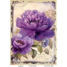 Mor Serisi Mor9 Mor, Çiçek Desenli Pirinç Dekopaj