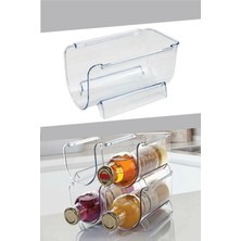 4 Adet Şişe Organizer Dolap Içi 4'lü Buzdolabı Raf Düzenleyici Üst Üste Istif Şişelik Meşrubat Rafı