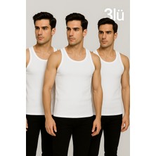 3'lü Erkek Atlet Seti – Beyaz – %100 Pamuk, Rahat ve Nefes Alabilir