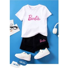 Erkek/kız Çocuk  '' Barbie '' Baskılı Tişört-Şort Takımı