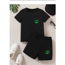 Erkek/kız Çocuk  ''silüet'' Baskılı Tişört-Şort Takımı