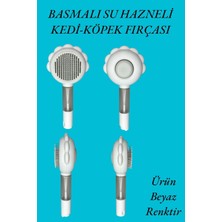 Basmalı Telli Su Sprey Hazneli Evcil Kedi Köpek Fırçası Ikisi Bir Arada-Beyaz