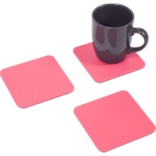Pembe Deri Bardak Altlığı Kare 3 Adet