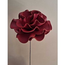 Lateks El Yapımı Bordo ve Gold Detay Vazo ve Bohça Çiçeği Yapay Çiçek