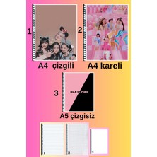 Blackpink 3 Adet Defter Seti  A4 Büyük Boy 72 Sayfa Çizgili_kareli + A5 Çizgisiz Defter Seti