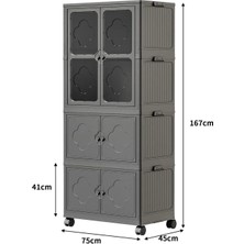 3 Katlı Dolap&gardrop Portatif Organizer Tekerlekli Çok Amaçlı Kapaklı Katlanır Dolap
