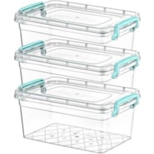 Kivi Home Kapaklı Plastik Kutu 3.5 Litre 3 lü Set Taşıma Saplı Fonksiyonel ve Şık Depolama Çözümü