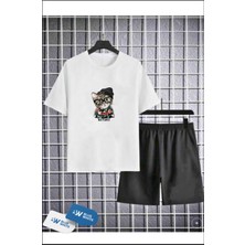 Erkek/kız Çocuk '' Kedi '' Baskılı Tişört-Şort Takımı