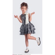 Pullu Fiyonk Detaylı Kız Çocuk Elbise Abiye