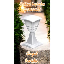 32 Cm, E27 Duylu Beyaz Renk Dekoratif Set Üstü Armatür, Bahçe, Balkon, Teras, Duvar, Set Üstü Aplik