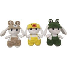 Tulumlu Tavşan Kardeşler Amigurumi Organik Oyuncak