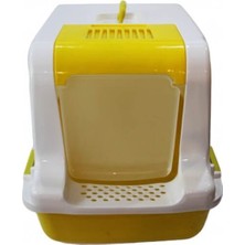 Petstyle Jumbo Teraslı Kapalı Kedi Kum Kabı Sarı