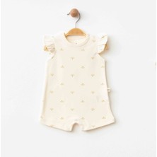 Çiçekli Kısa Tulum Ekru